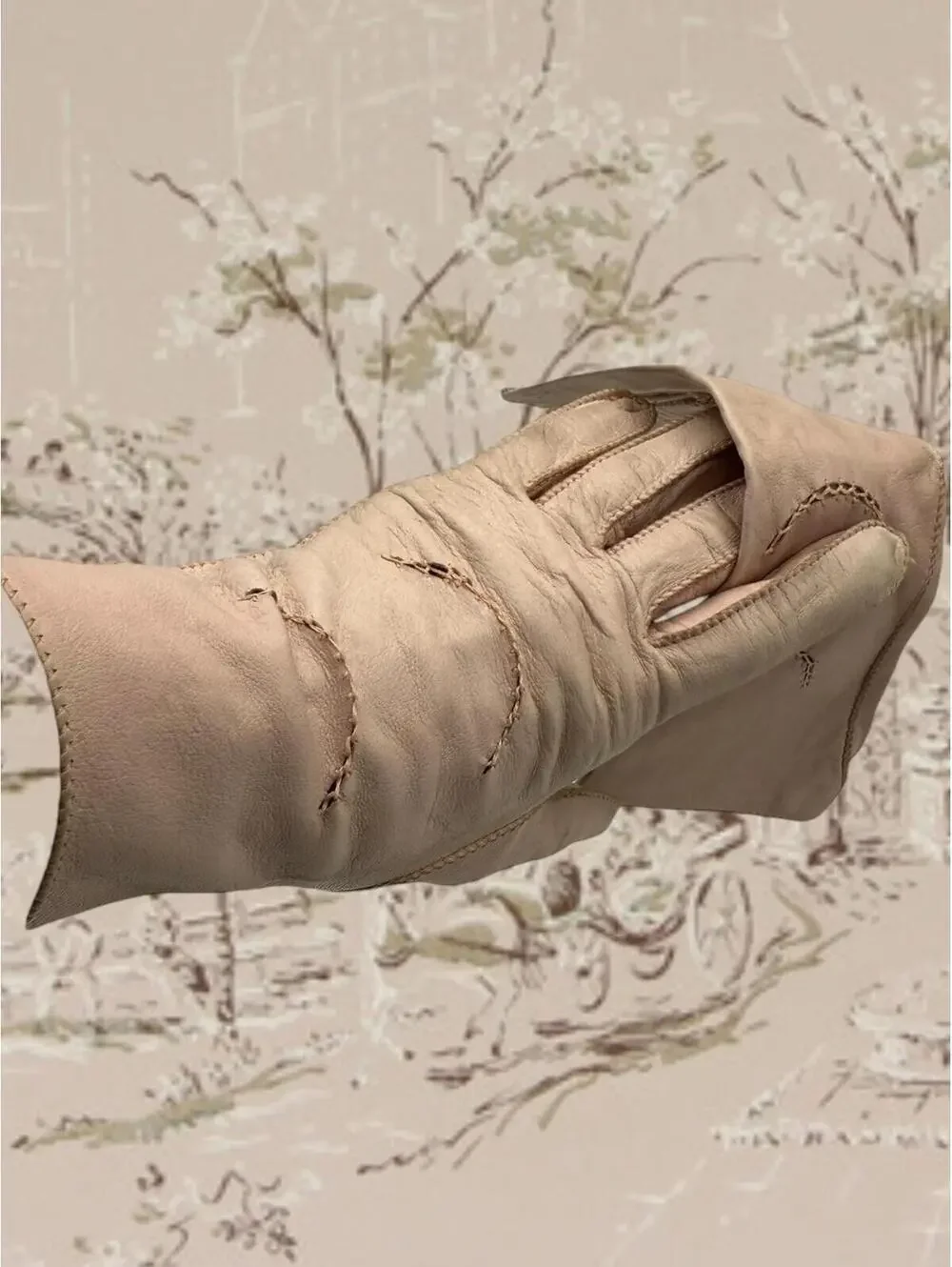 60s Carlee Vintage Kidskin Gloves: Pink Leather, Over-the-Wrist, Size 6 1/2